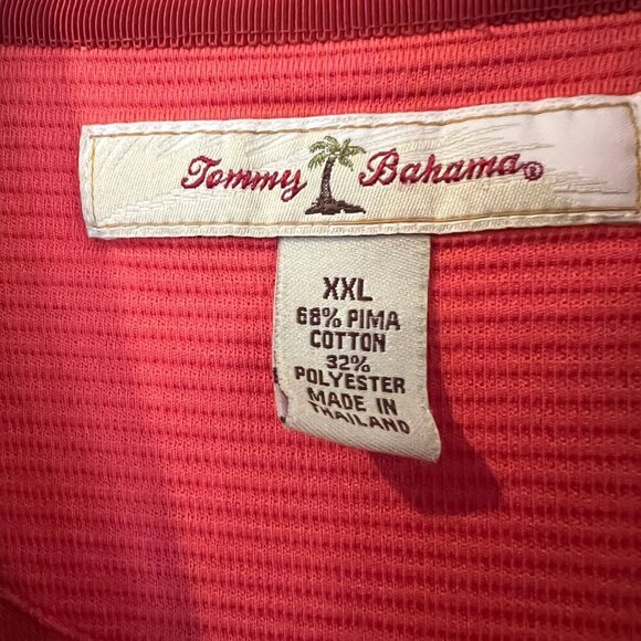 Men's Tommy Bahama Orange Ribbed Polo Shirt, short sleeve, Size XXL - Picture 3 of 11